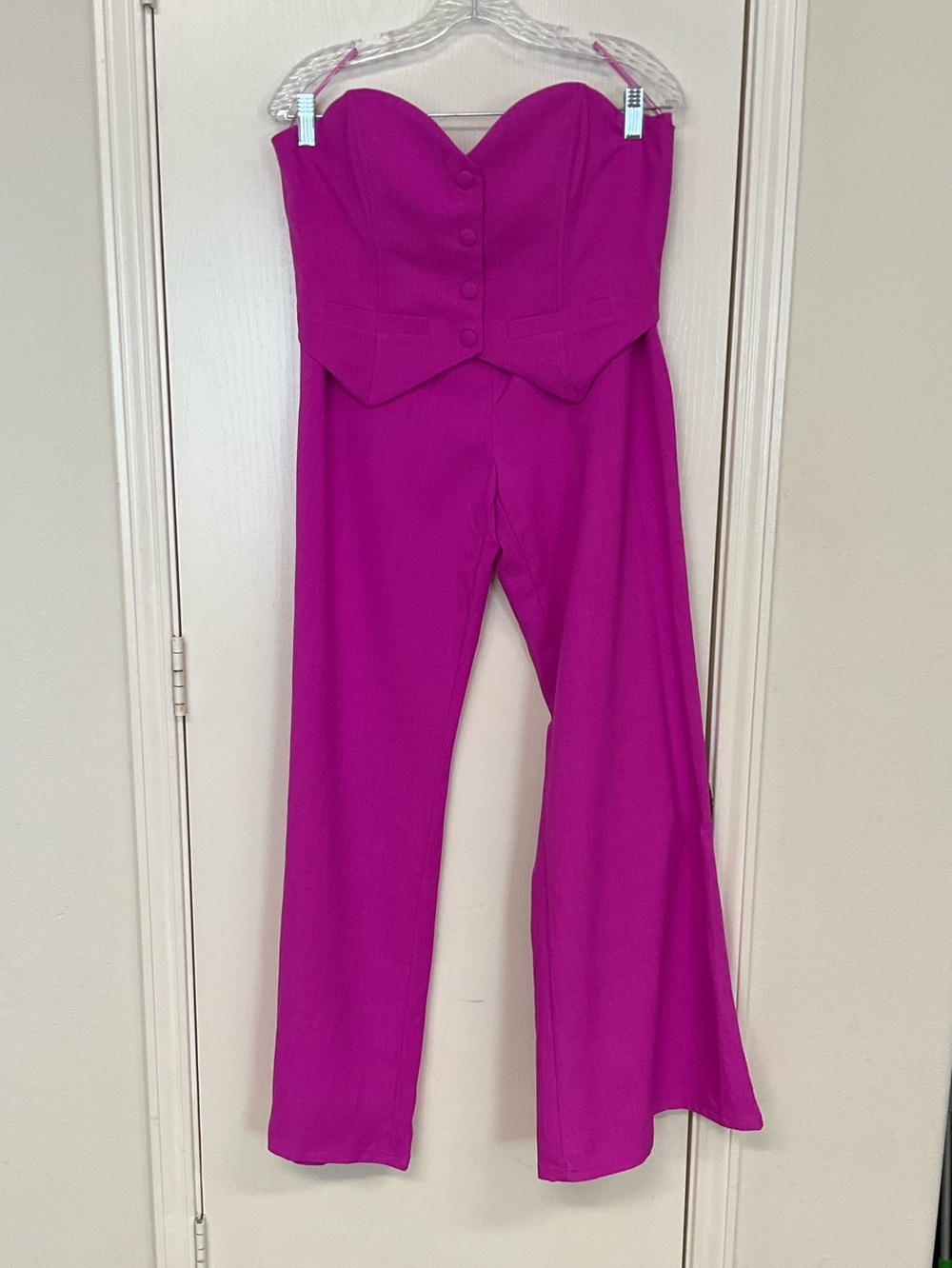 Fashion Nova Strapless Magenta Wide-Leg 2-Pc Pantsuit